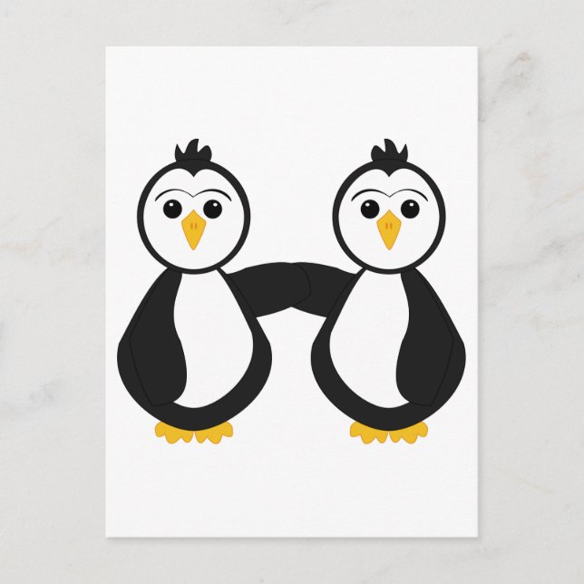 Postal Pingüinos cortos con las manos (Anverso)