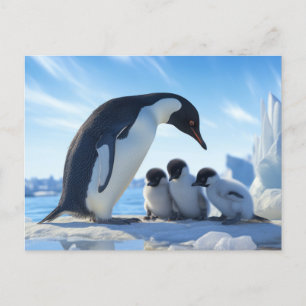Postal Pingüinos Cute
