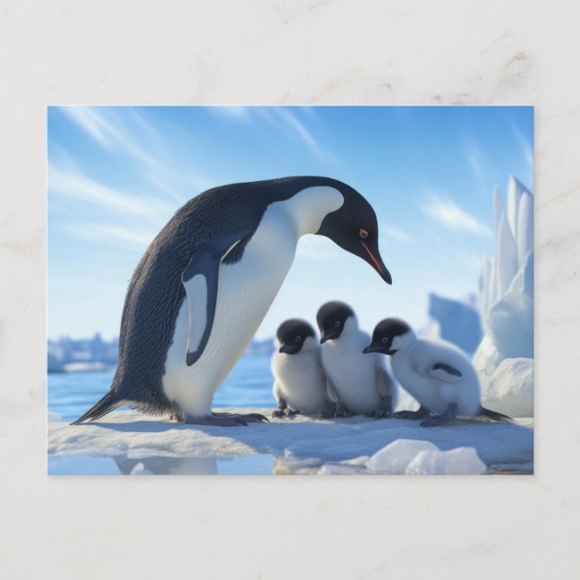 Postal Pingüinos Cute (Anverso)