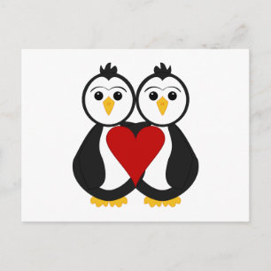 Postal Pingüinos Cutos Enamorados