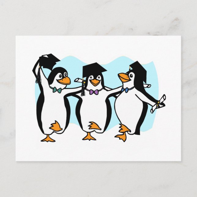 Postal Pingüinos de graduación de Personalizado lindo (Anverso)