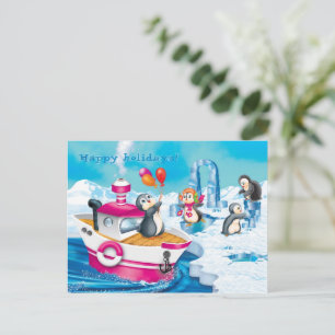 Postal pingüinos en la Antártida
