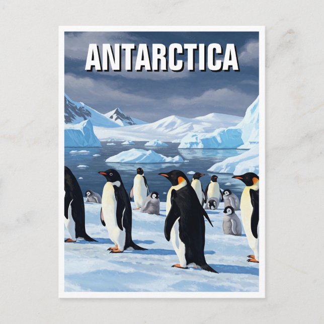 Postal Pingüinos en la Antártida viajan (Anverso)