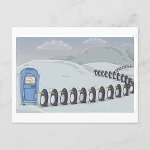 Postal Pingüinos lindos, único baño en el Polo Sur.