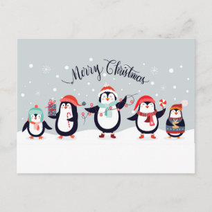 Postal Pingüinos navidades