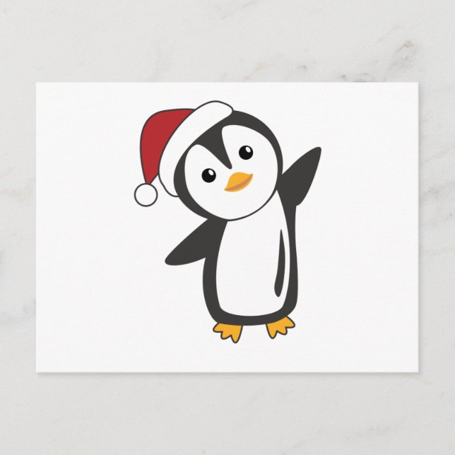 Postal Pingüinos Navidades nevan animales de invierno pin (Anverso)