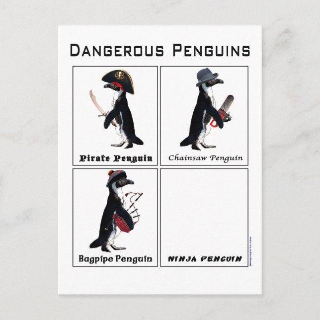 Postal pingüinos peligrosos (Anverso)
