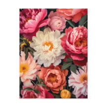 pink and white peony flowers with green leaves