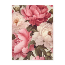 pink and white peony flowers with green leaves