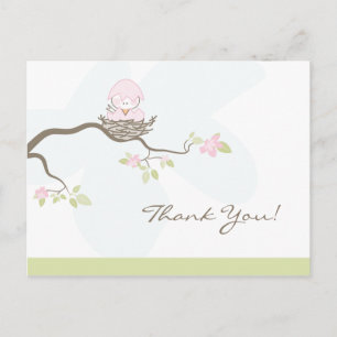 Postal Pink Baby Bird Gracias Postcard