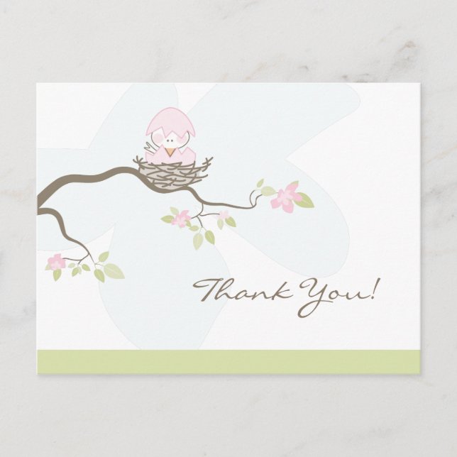 Postal Pink Baby Bird Gracias Postcard (Anverso)