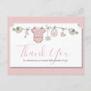 Postal Pink Baby Clothesline Baby Shower Gracias