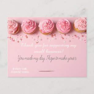 Postal Pink BAKERS Thank you Card 