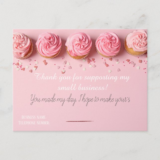 Postal Pink BAKERS Thank you Card  (Anverso)