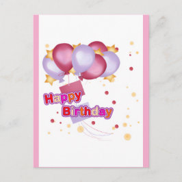 Postal Pink Balloon Birthday Card for Girls – Cute and Jo