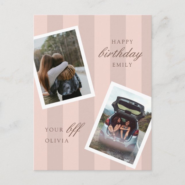 Postal Pink Best Friends Photo Happy Birday (Anverso)