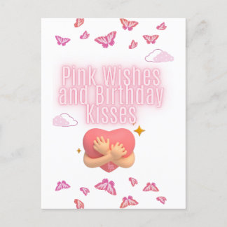 Postal "Pink Birthday Wishes Card"