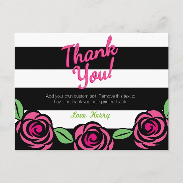 Postal Pink, Black, White Gracias Cartas (Anverso)