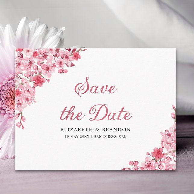 Postal Pink Blossom Wedding – Elegant Sakura Flowers (Subido por el creador)