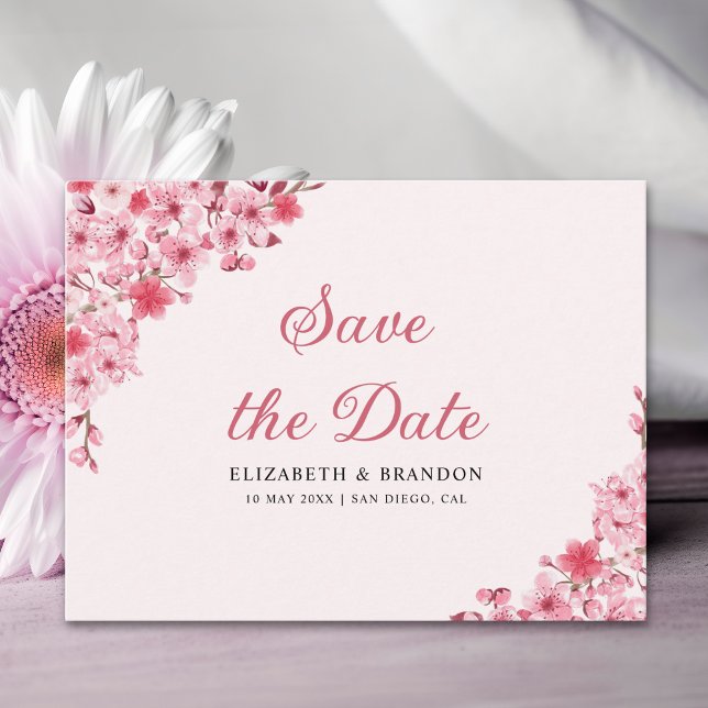 Postal Pink Blossom Wedding – Elegant Sakura Flowers (Subido por el creador)