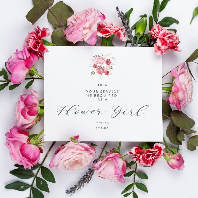 Postal Pink Bouquet Will You Be My Flower Girl Proposal (Subido por el creador)