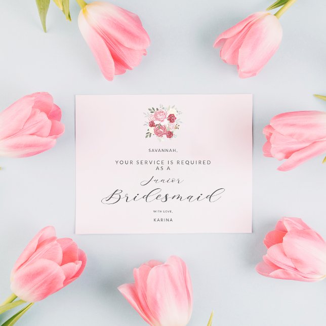 Postal Pink Bouquet Will You Be My Junior Bridesmaid (Subido por el creador)
