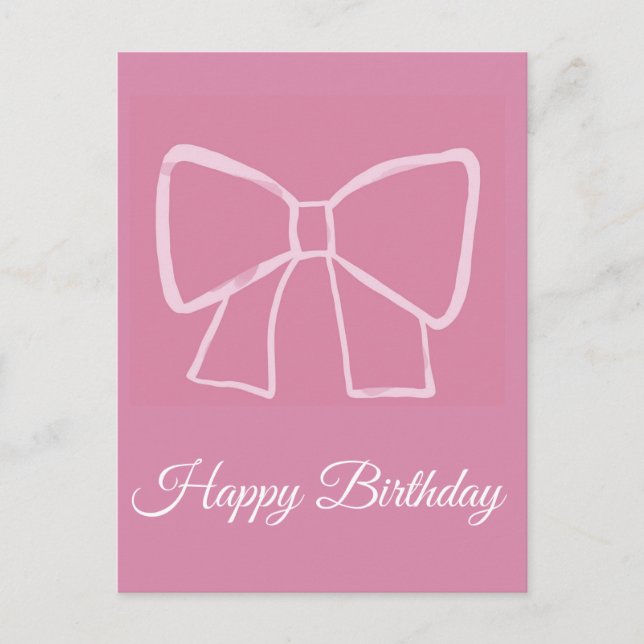 Postal Pink Bow Happy Birday - (Anverso)