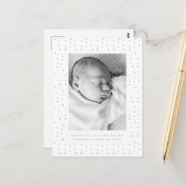 Postal Pink Confetti Baby Birth Announcement Postcard