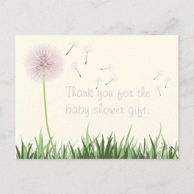 Postal Pink Dandelion Gracias Postcard (Anverso)