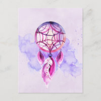 Pink Dreamcatcher On Purple Watercolor Splatz
