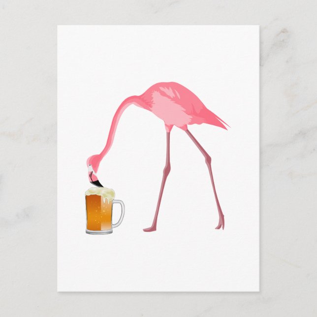 Postal Pink Flamingo Beer Lover (Anverso)