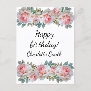 Postal Pink Floral Ephemera vibrant color paper art