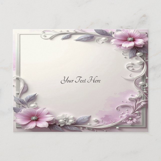 Postal Pink Floral Frame Postcard (Anverso)