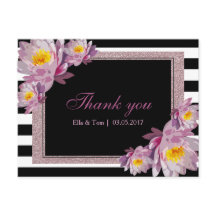 Pink Floral Gracias Postcard