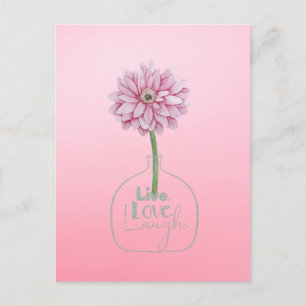Postal Pink Flower Live Love