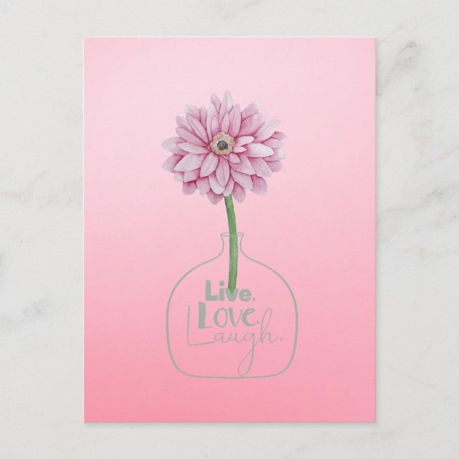 Postal Pink Flower Live Love (Anverso)