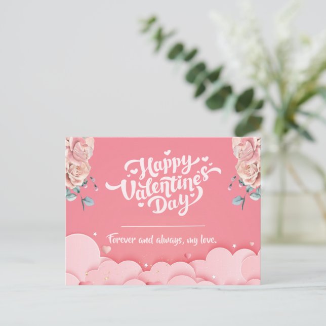 Postal Pink Happy Valentine Day (Anverso de pie)