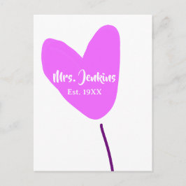 Postal Pink heart balloon Mrs add name est. Add year love