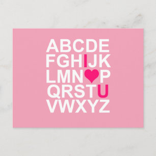 Postal Pink Heart I Love You Postcard