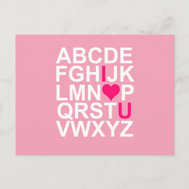 Postal Pink Heart I Love You Postcard (Anverso)