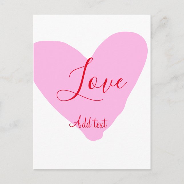 Postal Pink heart love happy Valentine's day text red nam (Anverso)