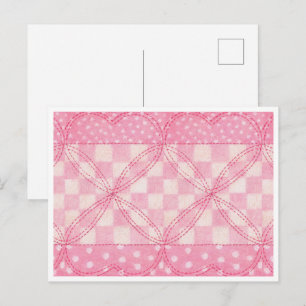 Postal PINK HEART QUILE Postcard II