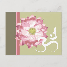 Postal Pink Lotus Flor Yoga & Zen Calligraphy Om Aum