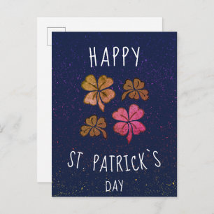 Postal Pink Lucky Shamrock Clover Feliz Día de San Patric