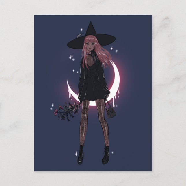 Postal Pink Luna Witch (Anverso)