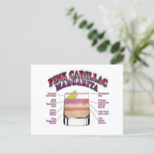 Postal PINK MARGARITA Cocktail Receta Arte