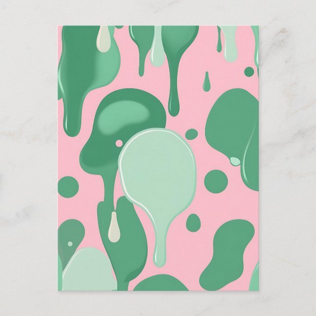 Postal Pink Mint Green Melting Drip Pattern Abstract  (Anverso)