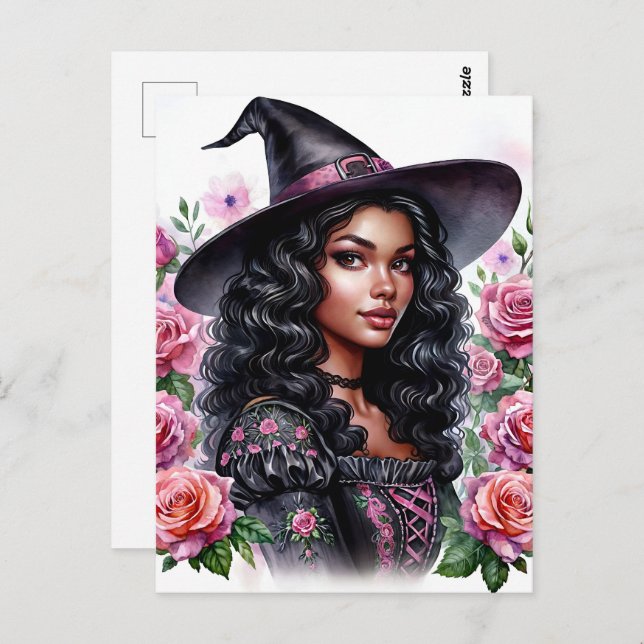 Postal Pink-o-ween Black Chica Bubblegum Witch (Anverso / Reverso)