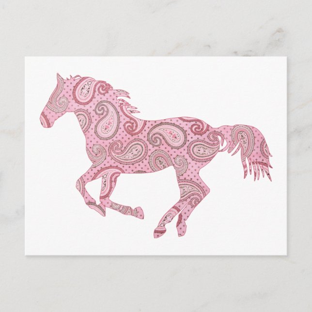 Postal Pink Paisley Horse (Anverso)
