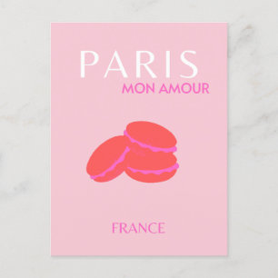 Postal Pink Paris Travel Art Macarons Preppy